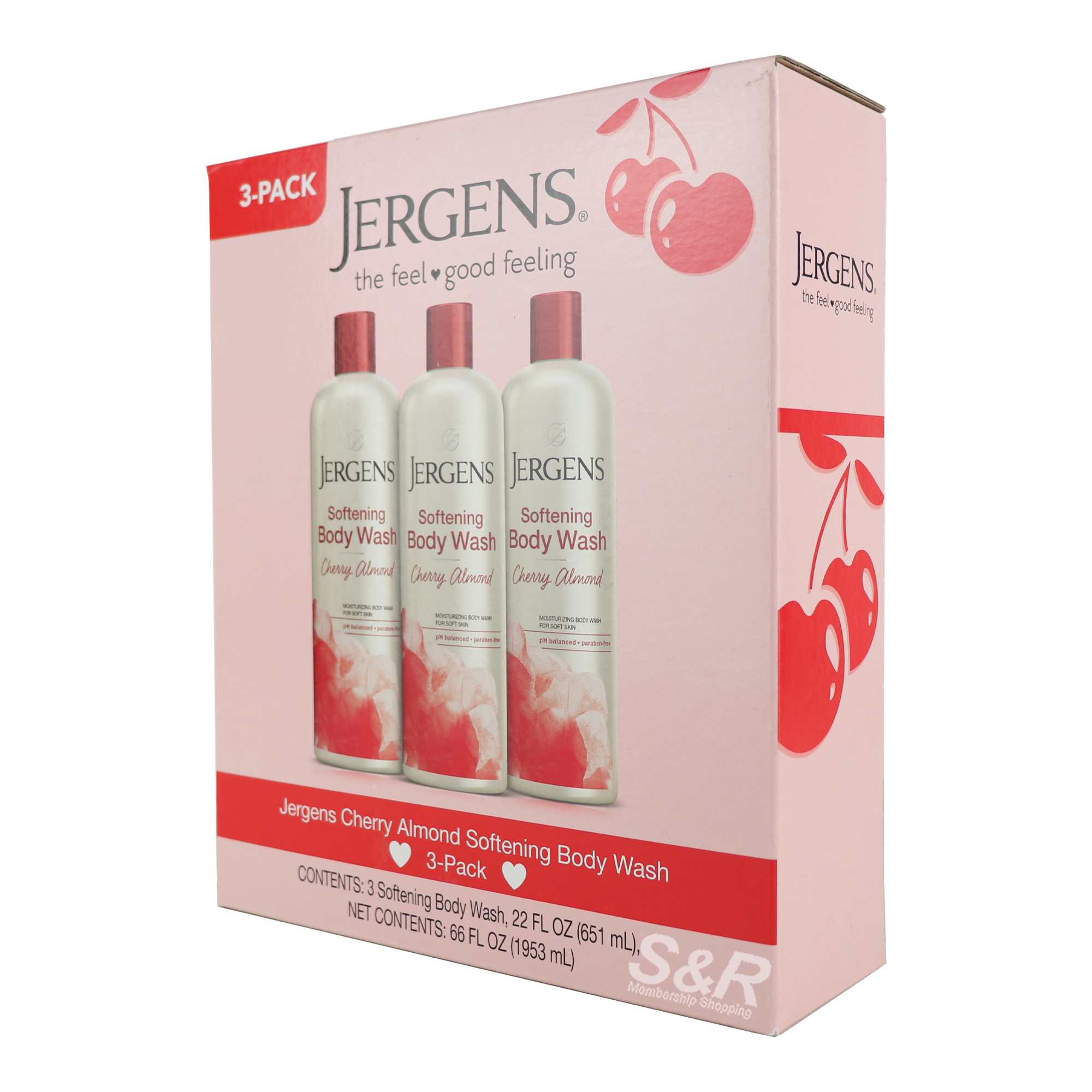 Jergens Cherry Almond Softening Body Wash 3pcs x 651mL